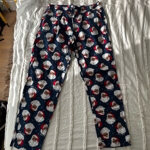 (Quantity: 2) Old Navy Black Santa Print Pajama Pants - Blue and Red